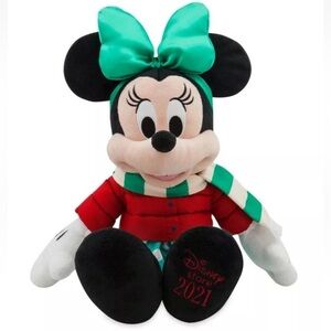 Disney Store Christmas 2021 Minnie Mouse Holiday Christmas 14” Plush NEW